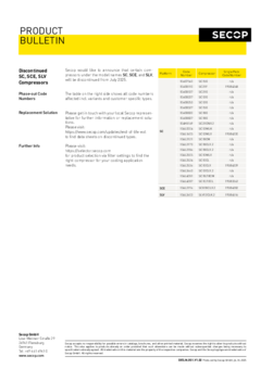 Discontinued SC, SCE, SLV Compressors
