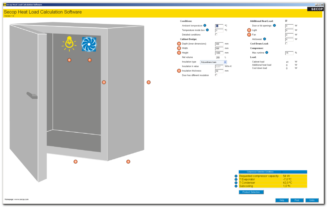 Secop Heat Load Calculation Software