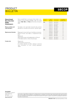 Discontinued NLE, NLX, NLU R600a Compressors