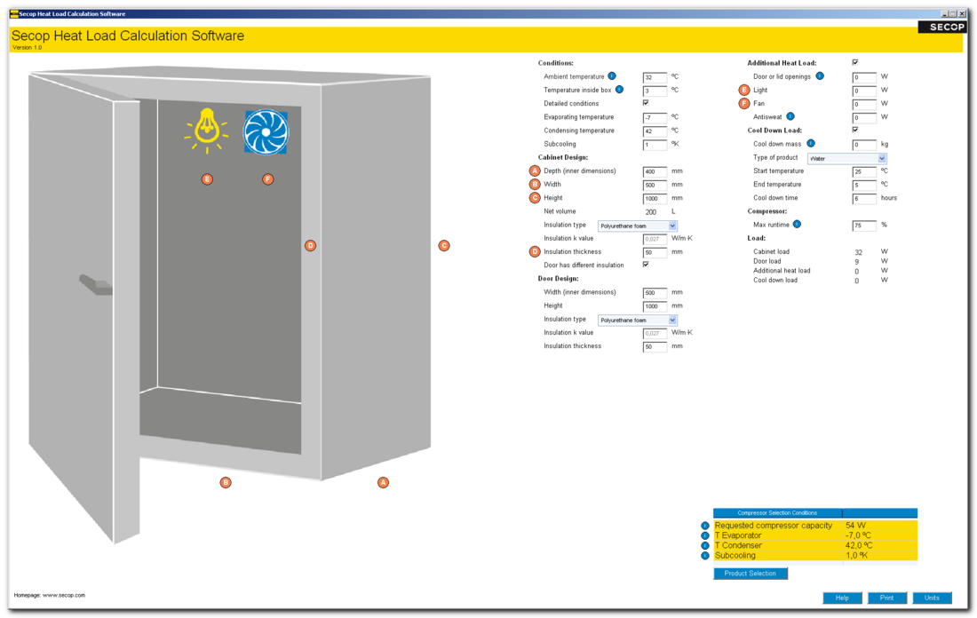 Secop Heat Load Calculation Software